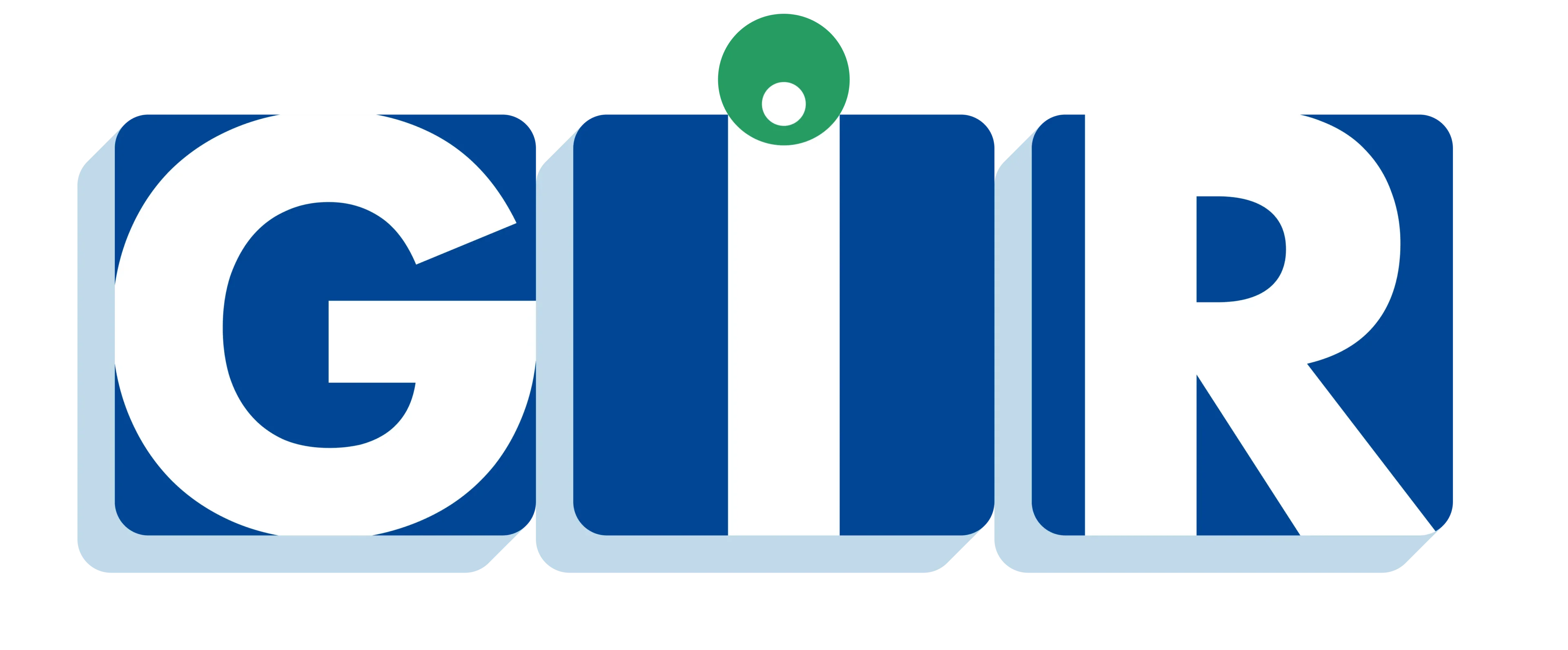 Blue GIIR logo with green dot